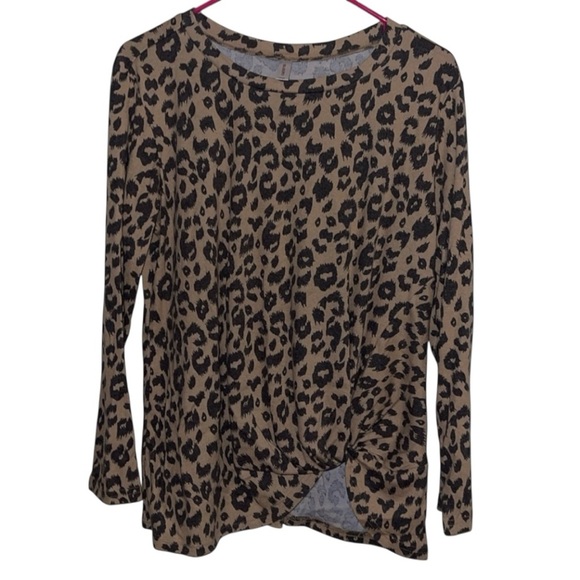 🌹NILOUFO ANIMAL PRINT TIE KNOT BLOUSE - Picture 1 of 4
